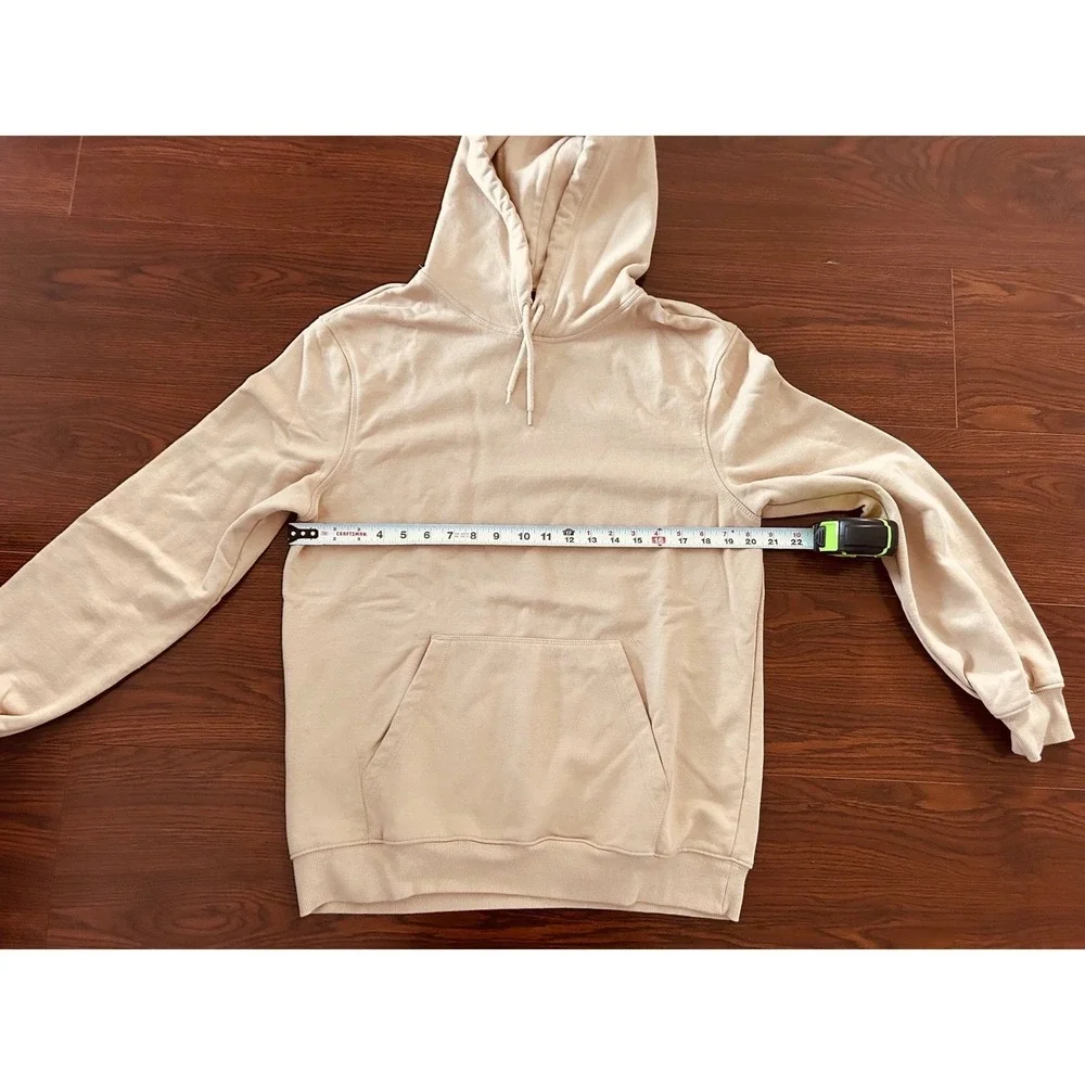 H & M Relaxed Fit Hoodie Mens M Medium Beige Tan Pullover Sweatshirt College - Picture 5 of 11